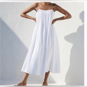 AYR Women’s Easy Breezy Dress Size Large White Shadow Stripe Cotton Midi Bride